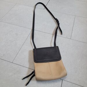 American Leather Co Kansas Crossbody Bag Black Tan Beige Leather Organizer Purse